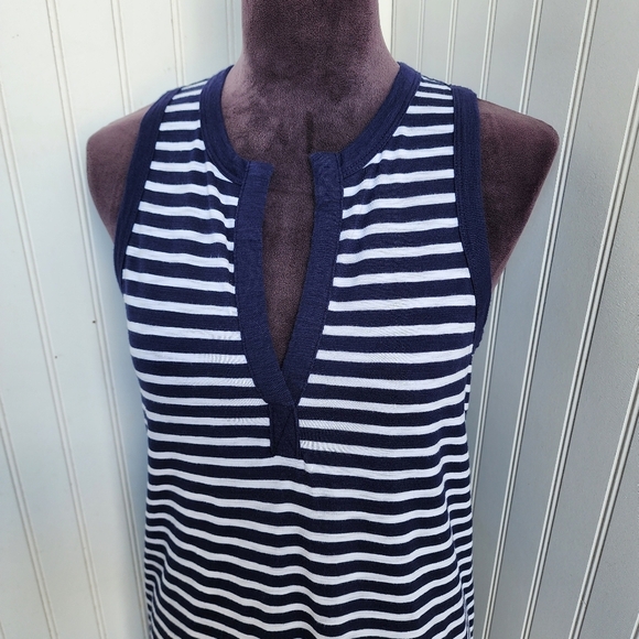 Gap Navy Blue White Stripe Knit Stretch Maxi Dress Shirt Long Dress Sleeveless S - Picture 4 of 14